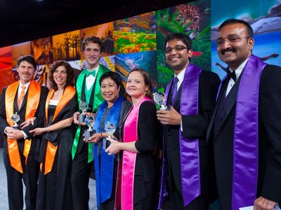 Representatives from Amara.org and other companies holding awards at the Tech Awards ceremony